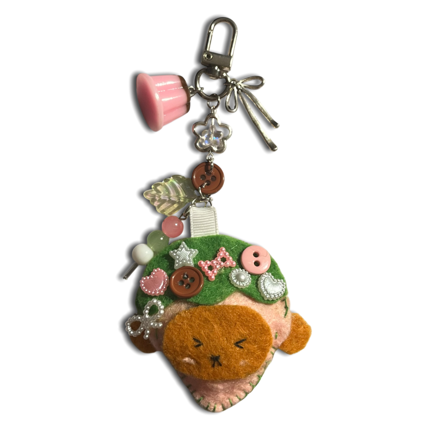 Felt Strawberry Bear Keychain